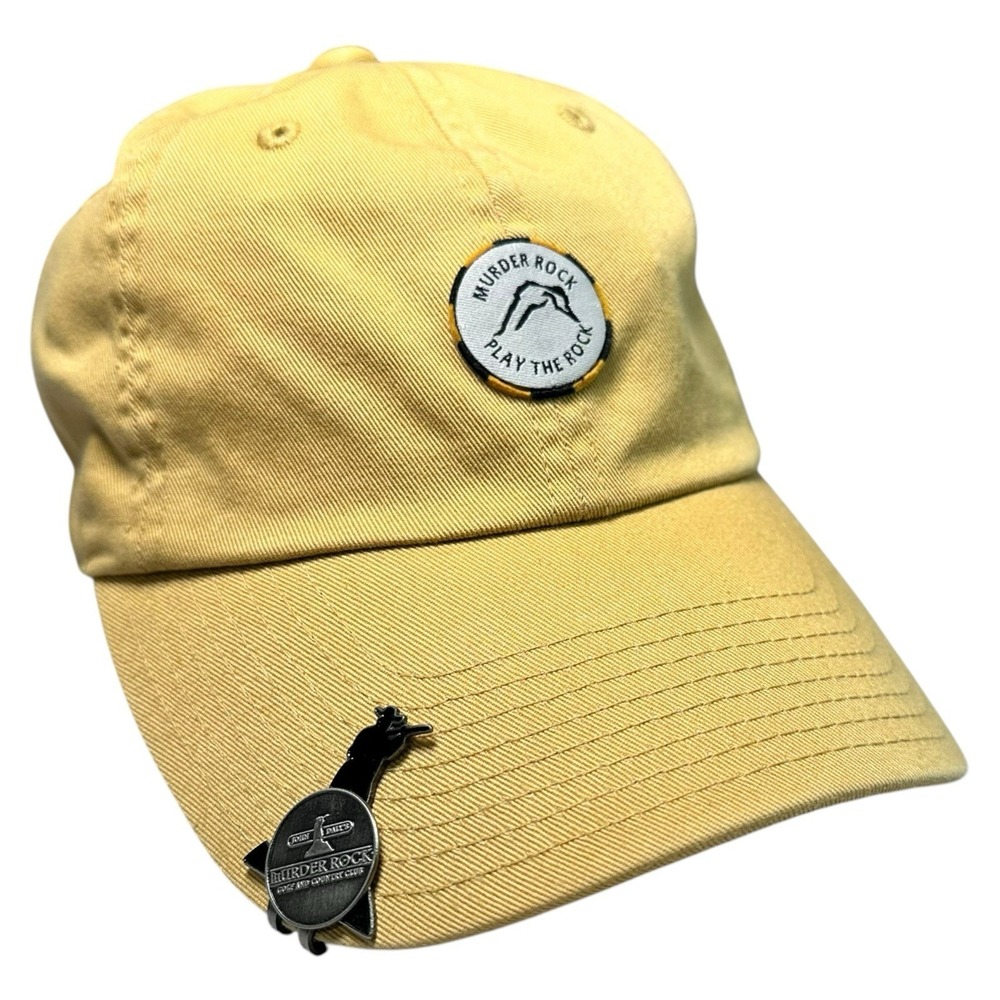 Murder Rock Play The Rock Dad Hat Cap Yellow Strapback John Daly Golf Country